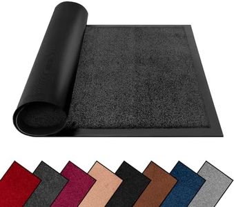 Washable Dirt Trapper Door Mats Indoor & Outdoor, Heavy Duty Non Slip Doormats, Stylish Rubber Backed Floor Mat, Super Absorbent Front Door Mat, Entrance Rug for Kitchen (40cm x 60cm, Anthracite)