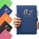 A to Z Telephone Address Book A-Z Index Hard Back Cover with Pen A5 Address Book Home Office Work (Navy)