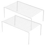 iPEGTOP 2 Pack Medium (33 x 24 cm) Freezer Cabinet Storage Shelf Rack, Rustproof Stainless Steel Kitchen Organizer Space Saver for Fridge Pantry Shelves Countertops - White