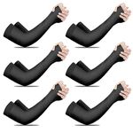 6 Pairs Sleeves Arm Cover Women, UPF50+ UV Sun Protection Compression Sleeves for Men, Cooling Sleeves for Outdoors Sports - Black