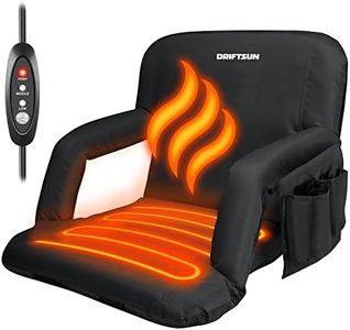 Driftsun Heated Reclining Stadium Seat, Bleacher Chair with Heating Technology, Back Support, Folding Sport Chair Reclines Perfect for Bleachers Lawns and Backyards, USB Power Bank Not Included