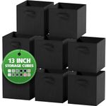 NEATERIZE Cube Storage Baskets for Organizing - 13x13 Inch - Set of 8 Heavy-Duty Storage Cubes for Storage and Organization. Perfect Bins for Cubby Storage Boxes Or Cube Storage Organizer (Black)