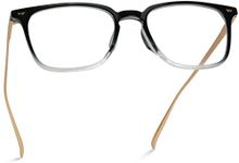 WearMe Pro - Modern Square Style Metal Frame Blue Light Blocking Computer Glasses, Black-clear / Gold, One Size