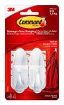 Command Medium Designer Hook, Pack of 2 Hooks and 4 Adhesive Strips, White - Damage Free Hanging - Holds up to 1.3kg