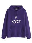 The SV Style Unisex Cotton Hooded Neck Hoodie (SV=glasses and scar harry potter_PURPLE_XL)