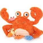 MaoGoLan Crab Stuffed Animal 32”, Big Crab Plush with 4 PCS Soft Stuffed Crab Babies, Crab Pillow Gift for Kids Adults for Christmas,Birthday,Party