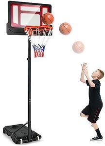 Costway Kids Basketball Hoop, Weather-Resistance Basketball Goal Toy with Adjustable Height 132-251cm, Ball Storage, Indoor & Outdoor Mini Basketball Hoop for School, Basketball Gym, Driveway