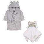 Baby Dressing Gown & Comforter, Baby Winter Gift Set, Grey Robe & Comforter, Baby Boys & Baby Girls, Grey, 0-6 Months