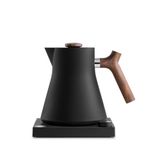 Fellow Corvo EKG Electric Tea Kettle - Pour Over Coffee & Tea Pot - Temperature Control & Built-In Timer - Matte Black, Walnut Handle - 0.9 Liter (220v, Type G Plug)