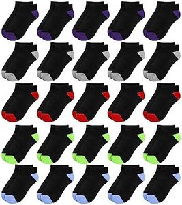 BOOPH 25Pack Kids Low Cut Ankle Socks Boys Girls Half Cushion Athletic Sock 4-6 Years Multi4