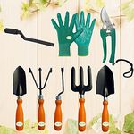 Leafy Tales Gardening Tool Kit Set of 8 (6 Tools + Pruner Scissors + Gloves)