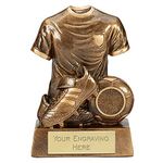 Trophies Plus Medals Legend Football Shirt Boot & Ball Football Trophy Antique Gold 18cm (7 1/8") FREE ENGRAVING