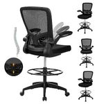 POWERSTONE Drafting Chair Ergonomic Tall Office Chair Stool High Back Adjustable Rolling Swivel Computer Task Chair Breathable High-Density Mesh Desk Chair with Executive Lumbar Support