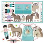 kullaloo | Cut & Sew Fabric Panel with Horse Motifs | Kids Sewing Kit with Patterns & Instructions | Arts & Crafts for Kids & Beginners | Sew Animals & More (Horse Love)