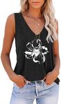 ETCYY Women's Sleeveless V Neck Tank Tops Summer Trendy 2025 Causal Cute Printed Loose Fit Workout Athletic Yoga Shirts,Print Lotus,Medium