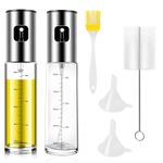 2 Pcs Oil Sprayer for Cooking, 100 ml Olive Oil Dispenser, Glass Oil Spray Bottle with Scale for Kitchen, Salad, Barbecue, Baking