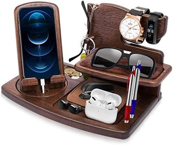 Cadeau Homme Noel Organisateur de Bureau Bois Support Telephone Bureau Idee Noël Cadeau Papa Fete des Peres Original Support Montre Cadeau Anniversaire Homme Organiseur de table de nuit pour Homme