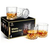 GLASKEY Whiskey Glasses Set of 4,315ml Lead-Free Crystal Whiskey Tumbler,Dishwasher Safe Rocks Glass Rum Cocktail Drinkware,Personalised Whisky Glass Gift Set for Men, Dad, Brother