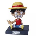 AUGEN Super Hero Monkey D Luffy Action Figure Limited Edition One Piece Bobblehead with Mobile Holder for Car Dashboard, Office Desk & Study Table (Pack of 1) 2