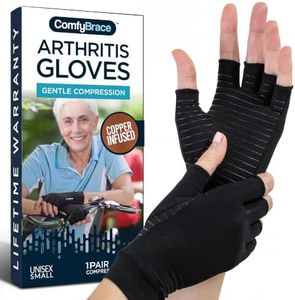 ComfyBrace Arthritis Hand Compression Gloves F.D.A. Comfy Fit, Fingerless Design, Breathable Moisture Wicking Fabric – Ease Muscle Tension, Relieve Carpal Tunnel Aches (Large)