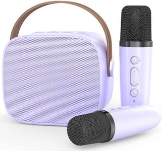 MEGUO Portable Karaoke Machine,Karaoke Wireless Microphone, Funny Christmas Birthday Gifts for Kids,Boys,Girls,Adults,Family Activities at Home or Outdoors (Purple 2 mics)