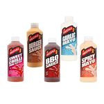 Crucials 5 Pack Sauces BBQ Sweet Chilli Spicy Mayo Garlic Burger 500ml x 5