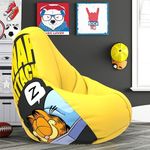 ComfyBean Bag with Beans Filled XL- Official: Garfield Bean Bags - for Kids - Max User Height : 4 Ft. - Weight : 30 Kgs(Model: Garfield_Artwork-5 - Yellow, Faux Leather)