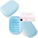 Quatish 2 Pack Travel Soap Container, Portable Soap Holder with Lid, Travel Bar Soap Holder, Soap Case for Camping Gym Travel, Soap Box for Bathroom, Blue