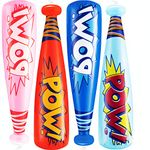 Pow Inflatable Baseball Bats - (pack Of 12) 20 Inch Inflatable Toy Bat, Party Bag Fillers For Kids, Superhero Kids' Party Favours Birthday Party Prizes For Kids Toys For Boys Pool & Beach Toys