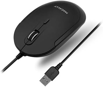 Computer Mouse Wired, Macally Silent USB Mouse - Slim & Compact USB Mouse for Apple Mac or Windows PC Laptop/Desktop - Designed with Optical Sensor & DPI Switch - Simple - Black