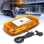 Xprite LED Rooftop Mini Strobe Beacon Light Bar Amber Lens Warning Hazard Flashing Lights w/Magnetic Mount for Emergency Construction Vehicles Trucks Snow Plow Postal Car