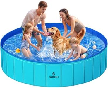 SLOOSH Foldable Dog Kiddie Pool - Portable Hard Plastic Doggie Swimming Pool, Anti-Slip Collapsible Pets Bath Tub Suitable for Kids Toddler Indoor Outdoor Backyard Use (Blue, 71" x 12")