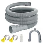 Universal Washing Machine Drain Hose, 6.5 Feet Flexible Washing Machine Drain Hose, Washer Drain Hose, Portable Discharge Washer Hoses with 1 Extension Adapter and 2 Hose Clamps, 1 U-Bend Hose Holder