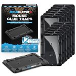 MOUSINATOR Mouse Glue Traps, 12-Pack, Heavier Plastic Glue Trap with Extra-Strong Adhesive for Small Mice, Sticky Mouse Trap for Indoor Use, Family-Safe, Easy and Ready-to-Use