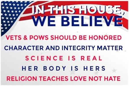 We Believe Lawn Sign 18x12, Veterans and POW's Should Be Honored, Character and Integrity Matters, Science is real, Her Body is Hers, 2-Sided Political Sign w/ Metal H Stake for Outdoor Election 2024, Made in USA