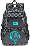 Bluboon Kids Backpack Boys Camo Bookbag Teens Elementary School Bag Daypack Travel Back Pack Middle school, Grey Checkered, One Size, Daypack Backpacks