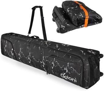 Goloni Ski Bag with Wheels,Padded Snowboard Bag for Air Travel,600D Waterproof Fabric,Foldable Snow Bag Fits 2 Pairs Skis Up to 175/190cm