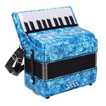 Professional Acordeones Para Adultos Acordeón 22 Keys 8 Bass Accordion Instrument With Adjustable Straps And Sweet Sound Portable Educational Musical Instrument For Music Lover(Sky Blue)