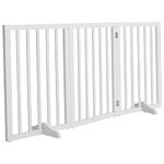 The Fellie Wooden Foldable Dog Gate with Support Feet, Foldable Safety Pet Fence Freestanding Indoor Barrier for House, Doorway, Stairs, 3 Panels(139x60.5cm, White)