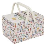Hobby Gift Large Sewing Box - Twin Lid Craft & Hobby Storage, Accessories Tray Pin Cushion Pockets PVC Handles, 12 x 8.3 x 7.7 - Sewing Notions