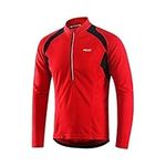 ARSUXEO Cycling Jersey Mens Long Sleeve MTB Jersey Half Zipper Cycling Clothing 6031 red XL