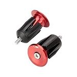 1 Pair Bike Handlebar End Caps, Aluminum Alloy Bike Bicycle Handlebar Handle Grip Bar End Plug Cap Parts(Red)