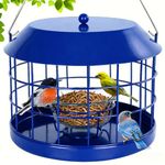 Gbekery Squirrel Proof Caged Bird Feeder for Outdoor, Blue