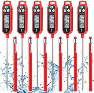 Copkim 6 Pcs Meat Thermometer Food Thermometer with Probe Water Liquid Instant Read Digital Thermometer Cooking Thermometer Supplies BBQ Kitchen Thermometer for Cooking Milk Yogurt (Red)