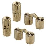 Antrader 12mm Brass Hidden Barrel Hinges Invisible Concealed Hinge for DIY Wooden Door 180 Degree Opening Angle 4Pack