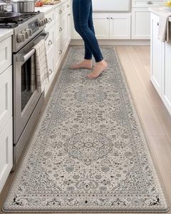 DEXI Kitchen Mats for Floor Cushioned, 23x107 Wide Runner Rug Non Slip, Waterproof Soft Comfort Standing Padded Anti Fatigue Decorative, Brown and Grey