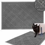 Downtown Pet Supply - Kitty Litter Mat - Trapping Cat Litter Mat - Cat Supplies - Padded, Non-Slip Mat for Cat Litter Box - Waterproof Cat Mat for All Types of Litter - Grey - Large - 35 in x 42 in