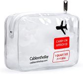 Cableinthebay TSA Approved Clear Travel Toiletry Bag-Quart Sized with Zipper-Airport Airline Compliant Bag/Bottles-Men's/Women's 3-1-1 Kit+Travel (1 PACK)