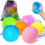 Reusable Magnetic Water Balloons Outdoor Toys: 6 Pack Refillable Water Bomb Quick Self-Sealing - Silicone Water Splash Ball with Mesh Bag for Kids Adults Outside Games Summer Fun Party Supplies