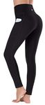 Ewedoos Gym Leggings with Pockets Yoga Pants for Women High Waisted Sports Workout Running Leggings for Women Black